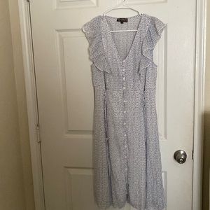 Blue and white dress